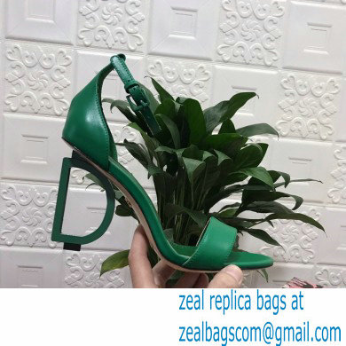 Dolce  &  Gabbana Heel 10.5cm Leather Sandals Green with D & G Heel 2021